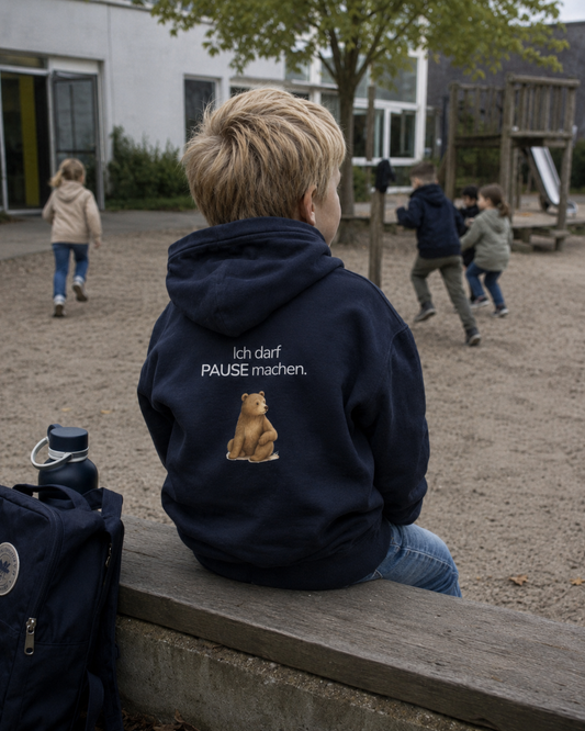 Premium Kinder Kapuzenjacke Bär "Ich darf Pause machen"