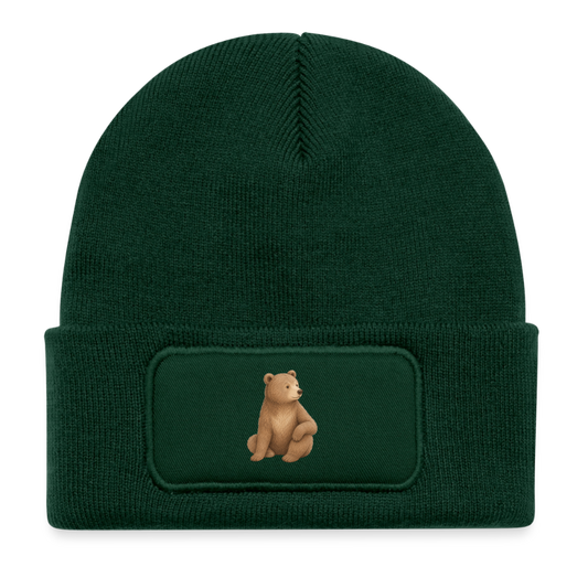 Kinder Beanie mit dem Bär in dunkelgrün