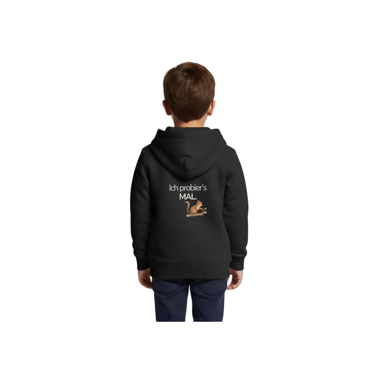 Premium Kinder Kapuzenjacke Eichhörnchen "Ich probier's mal"