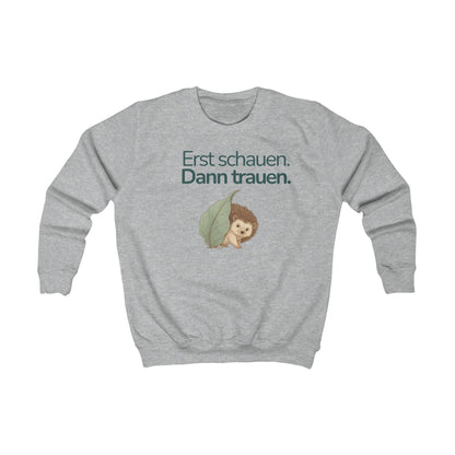 Grau meliertes Kinder Sweatshirt mit Bär und Spruch Ich darf Pause machen