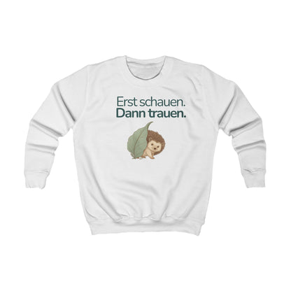 Weißes Kinder Sweatshirt mit Bär und Spruch Ich darf Pause machen