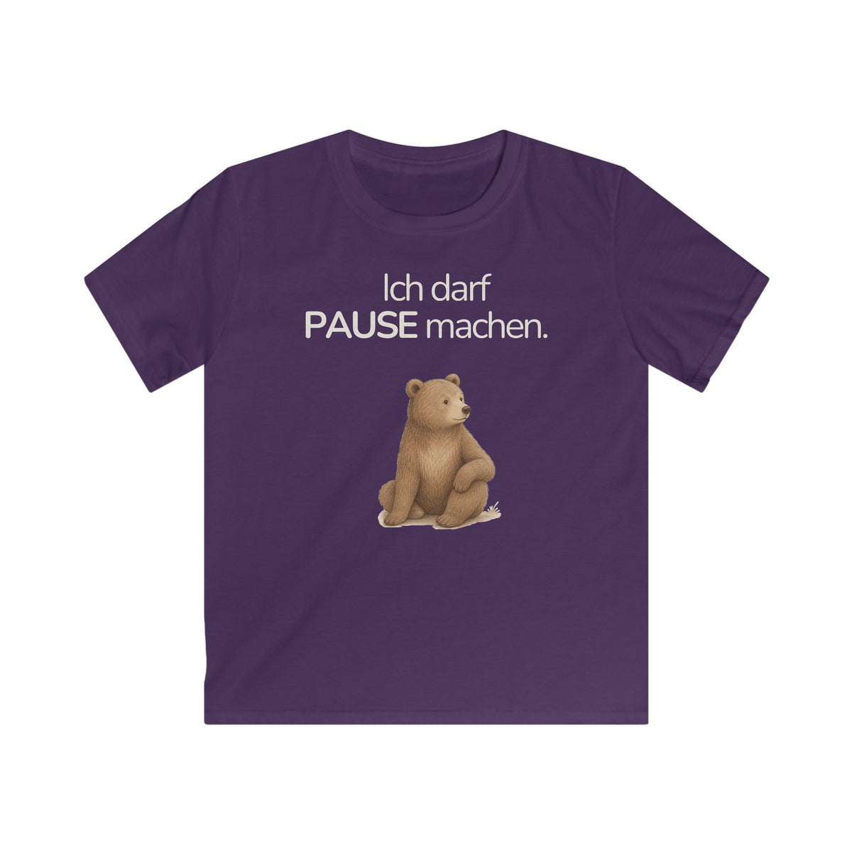 Lila Kinder T-Shirt mit Bär und Spruch Ich darf Pause machen