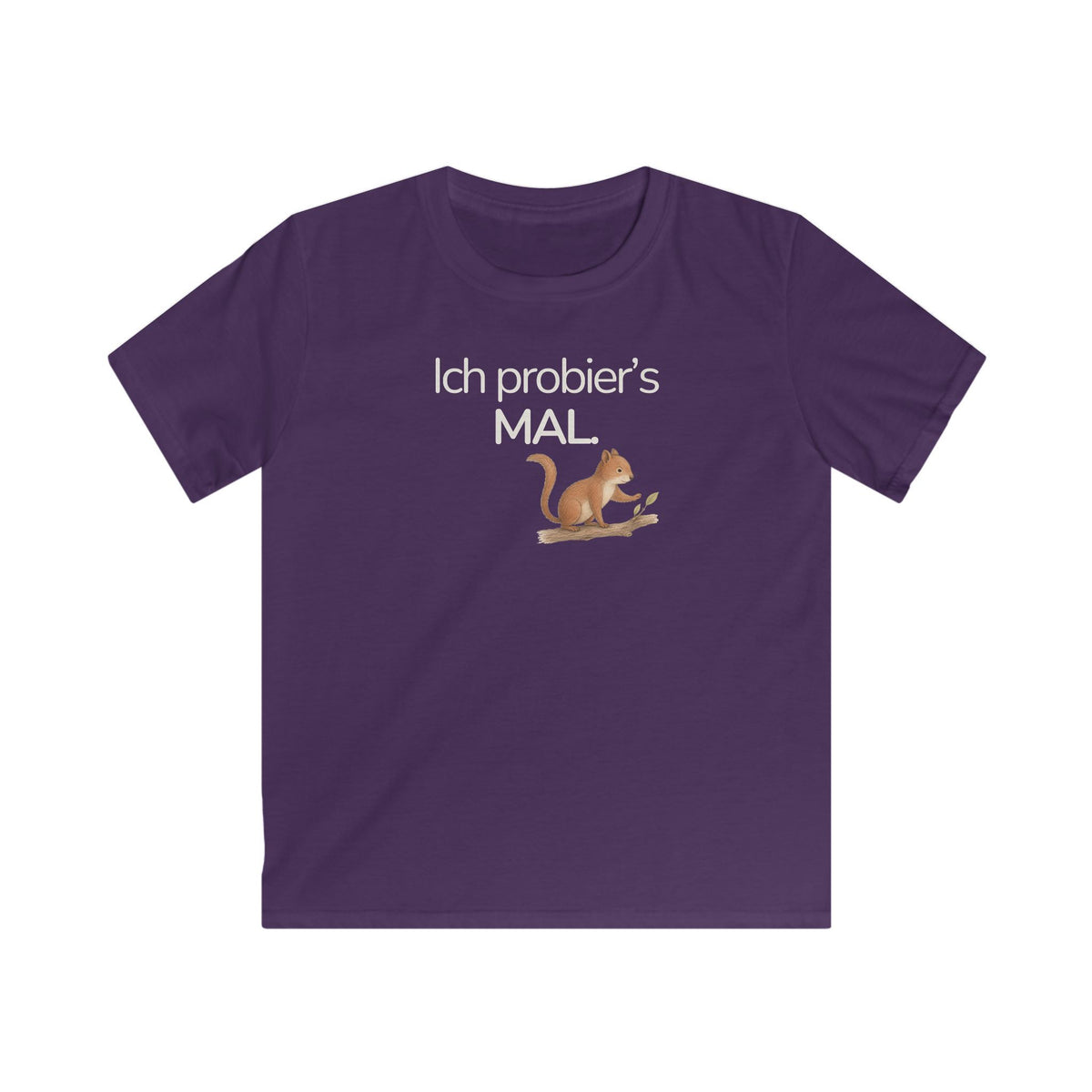 Lila Kinder T-Shirt mit Eichhörnchen und Spruch Ich probier’s mal