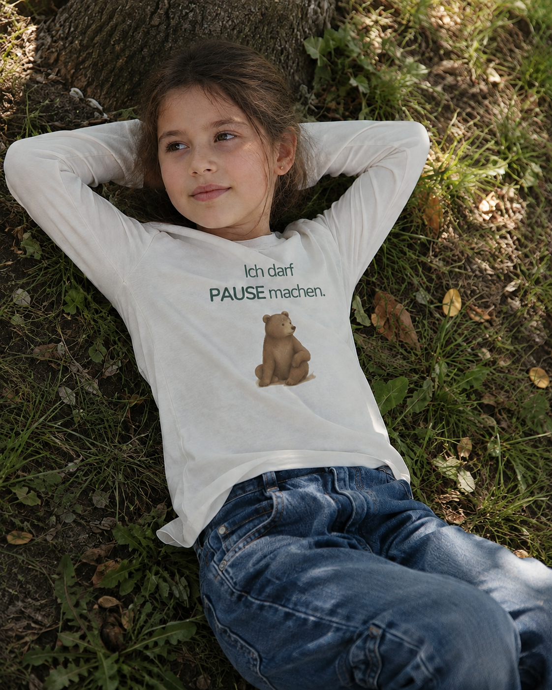 Premium Kinder Langarmshirt Bär "Ich darf Pause machen"