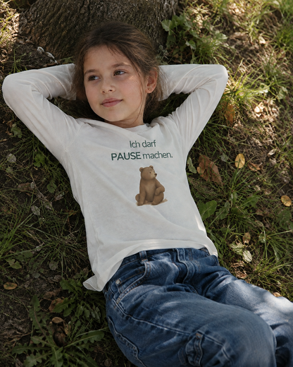 Premium Kinder Langarmshirt Bär "Ich darf Pause machen"