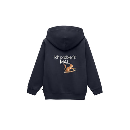 Premium Kinder Kapuzenjacke Eichhörnchen "Ich probier's mal"