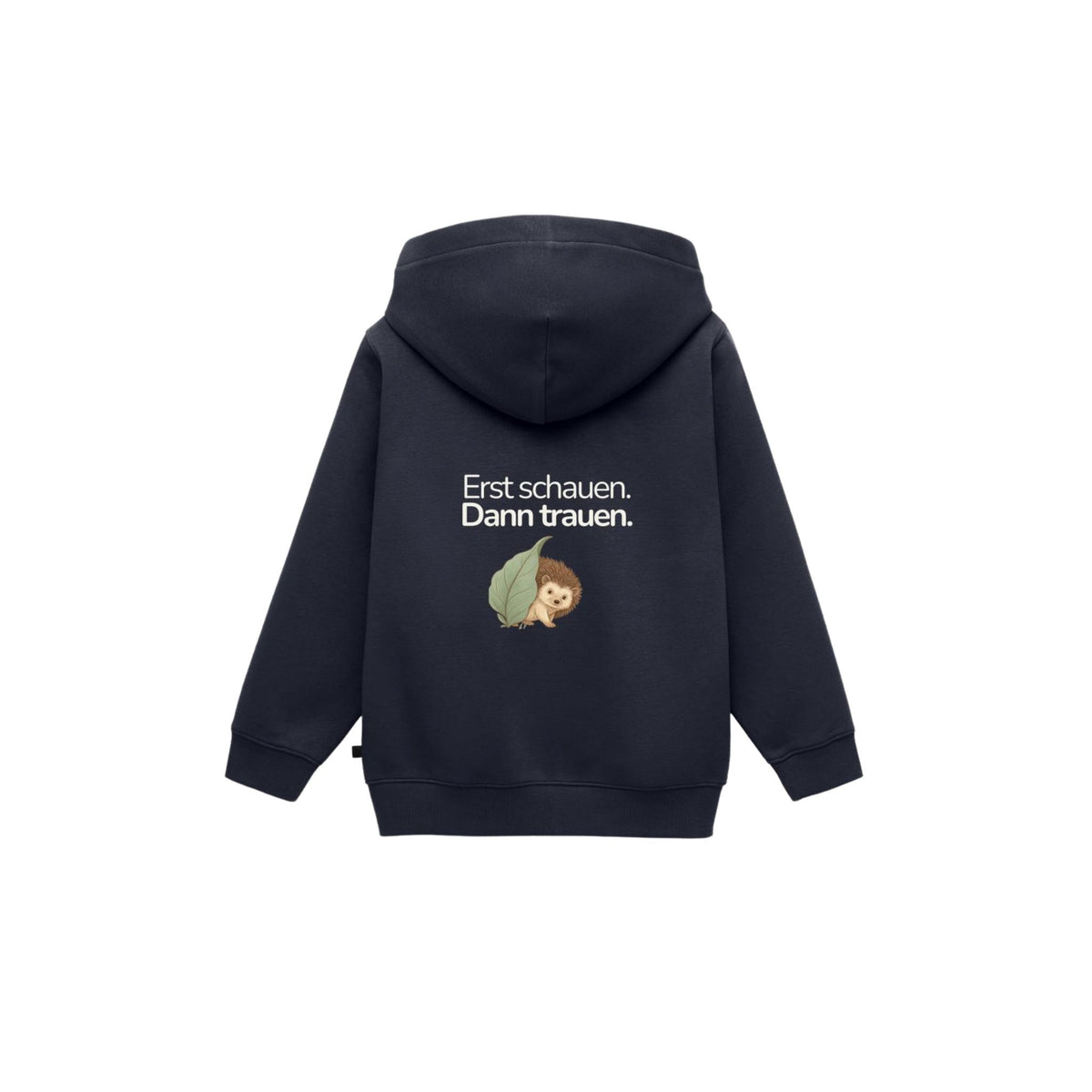 Premium Kinder Kapuzenjacke Igel "Erst schauen, dann trauen"