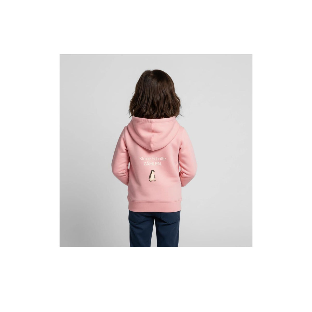 Premium Kinder Kapuzenjacke Pinguin "Kleine Schritte zählen"