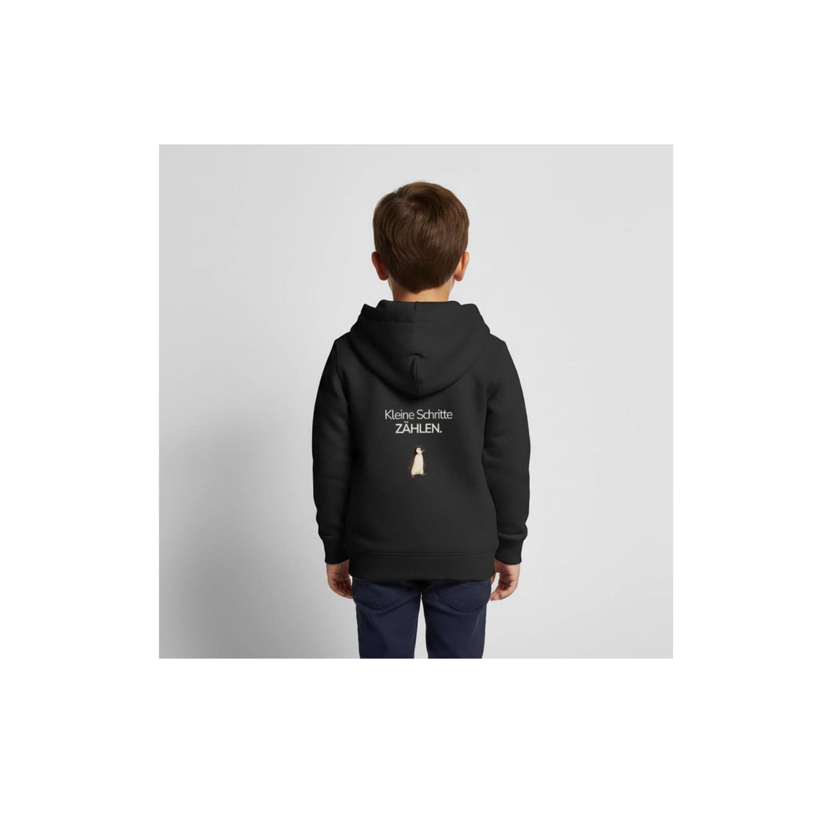 Premium Kinder Kapuzenjacke Pinguin "Kleine Schritte zählen"