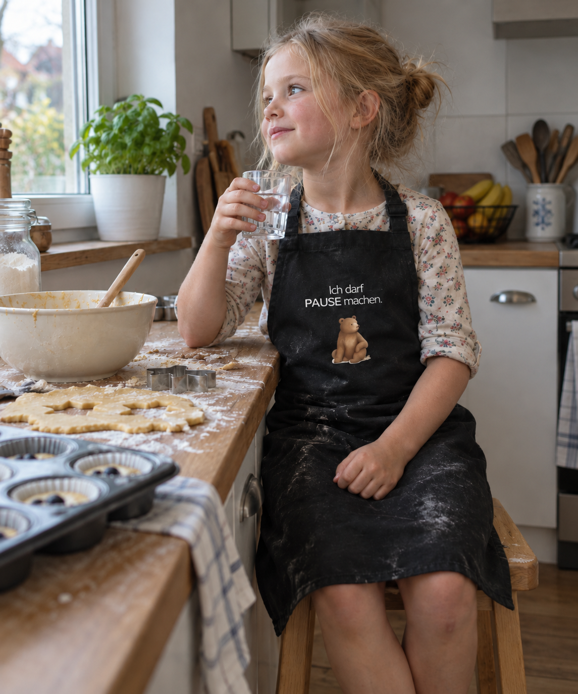 Kinder Küchenschürze Bär "Ich darf Pause machen"
