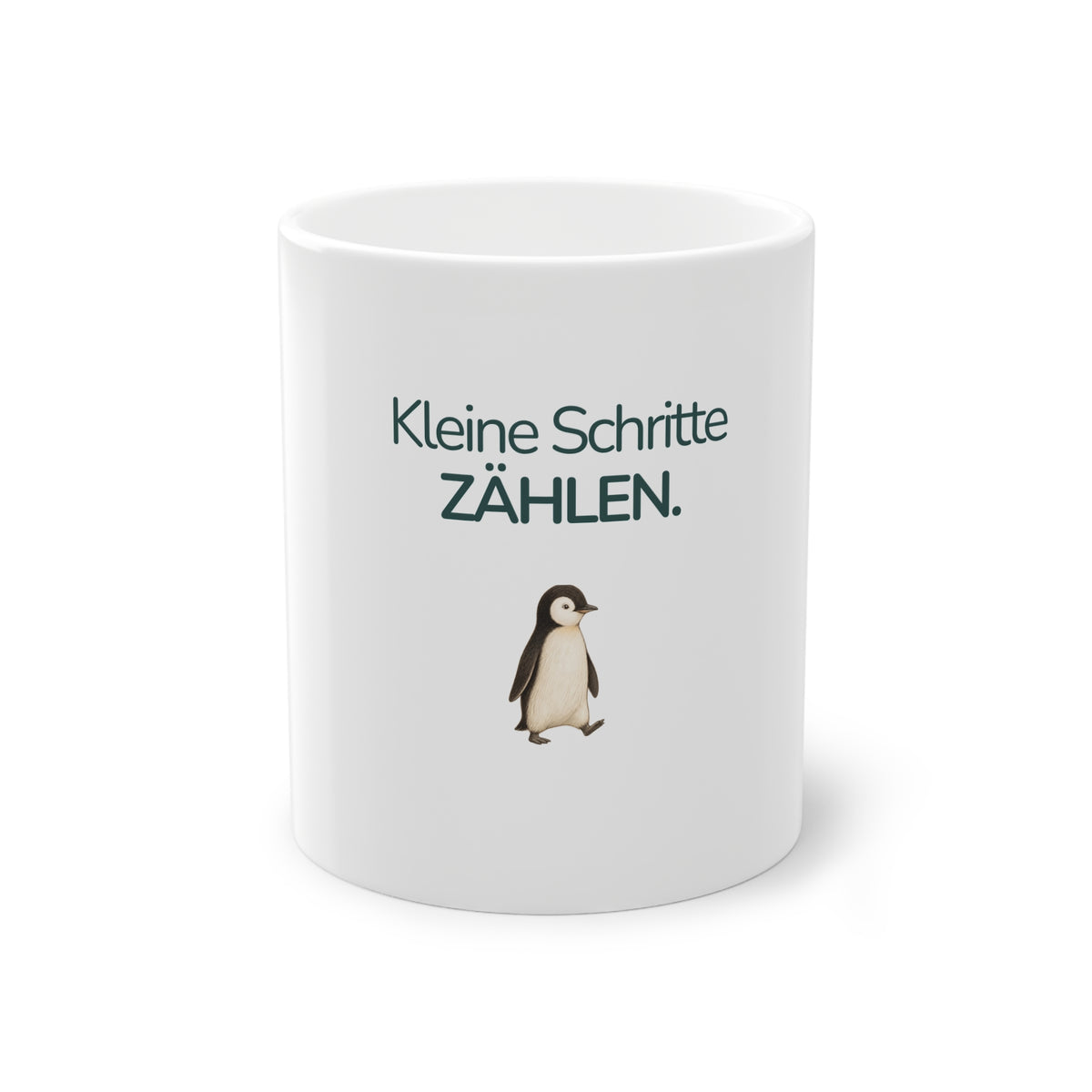 Kindertasse mit Pinguin und Spruch Kleine Schritte zählen von EigenGroß