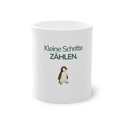 Kindertasse mit Pinguin und Spruch Kleine Schritte zählen von EigenGroß