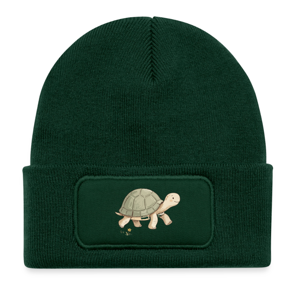 Kinder Beanie mit dem Schildkröte in dunkelgrün.