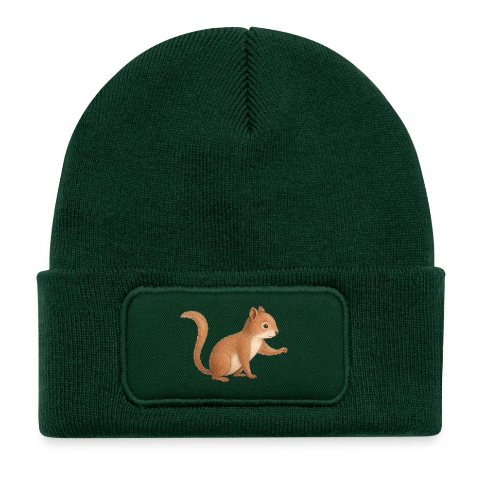 Kinder Beanie mit dem Eichhörnchen in dunkelgrün