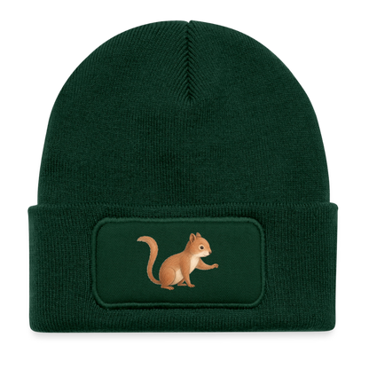 Kinder Beanie mit dem Eichhörnchen in dunkelgrün