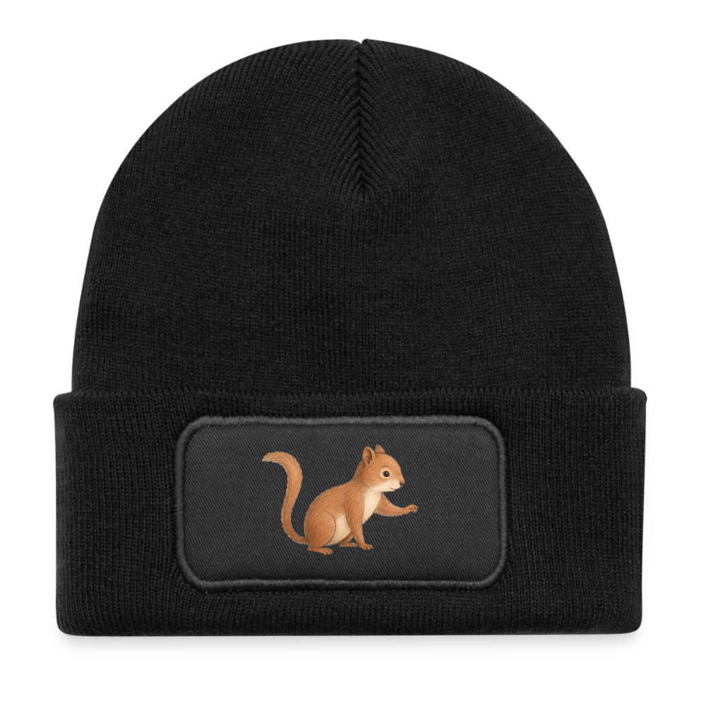 Kinder Beanie mit dem Eichhörnchen in schwarz