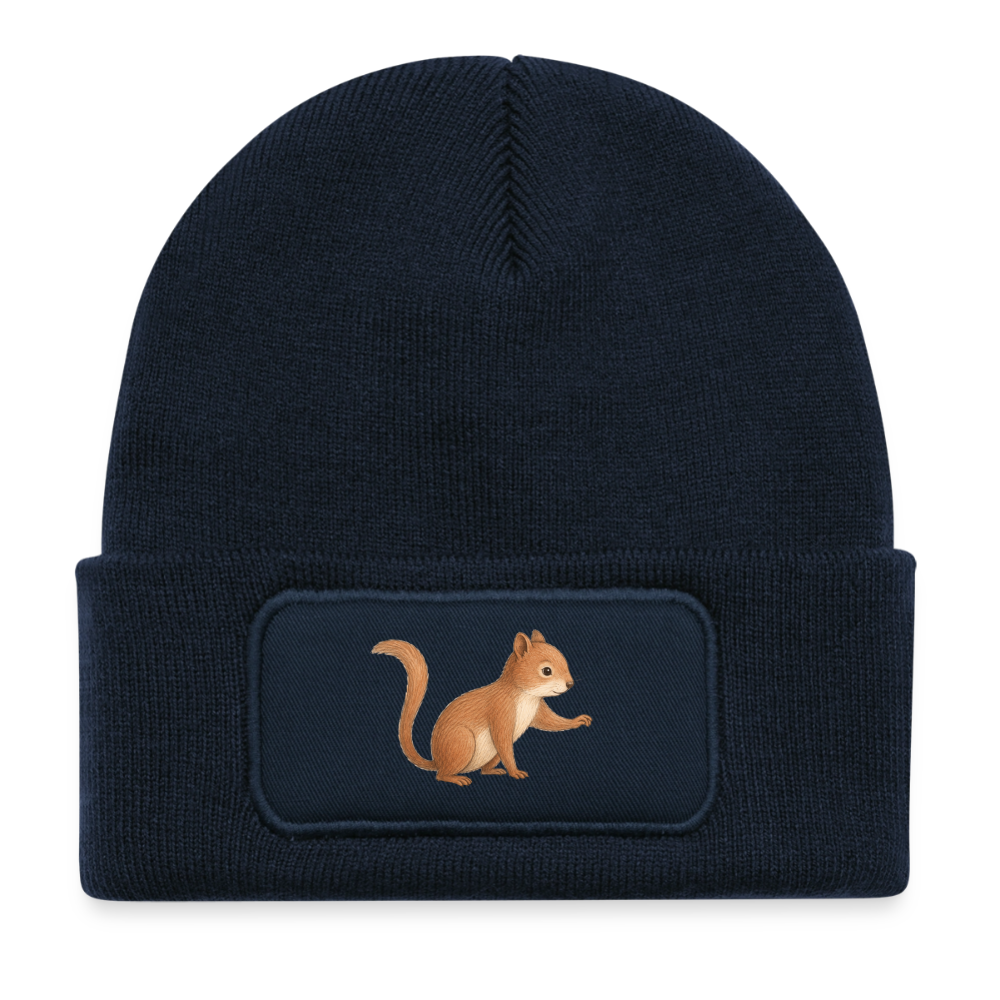 Kinder Beanie mit dem Eichhörnchen in dunkelbalu