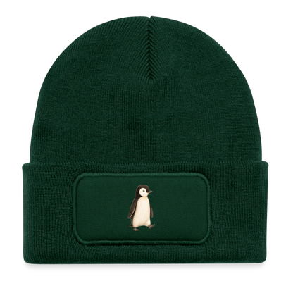 Kinder Beanie mit dem Pinguin in dunkelgrün