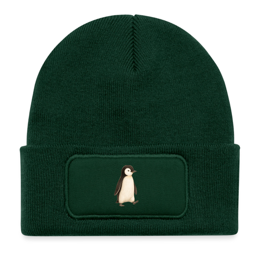 Kinder Beanie mit dem Pinguin in dunkelgrün