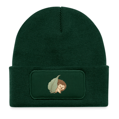 Kinder Beanie mit dem Igel in dunkelgrün